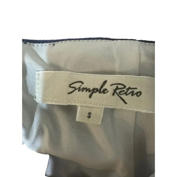 Simple Retro Navy Blue Floral Side Velvet Bustier Corset Top Size S - Picture 8 of 8